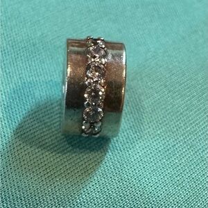 Elegant Silver clip and charm with Crystal Accents